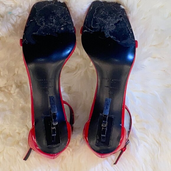 Saint Laurent Opyum YSL High Heel Sandals Red US7.5 E38+ - Picture 6 of 14